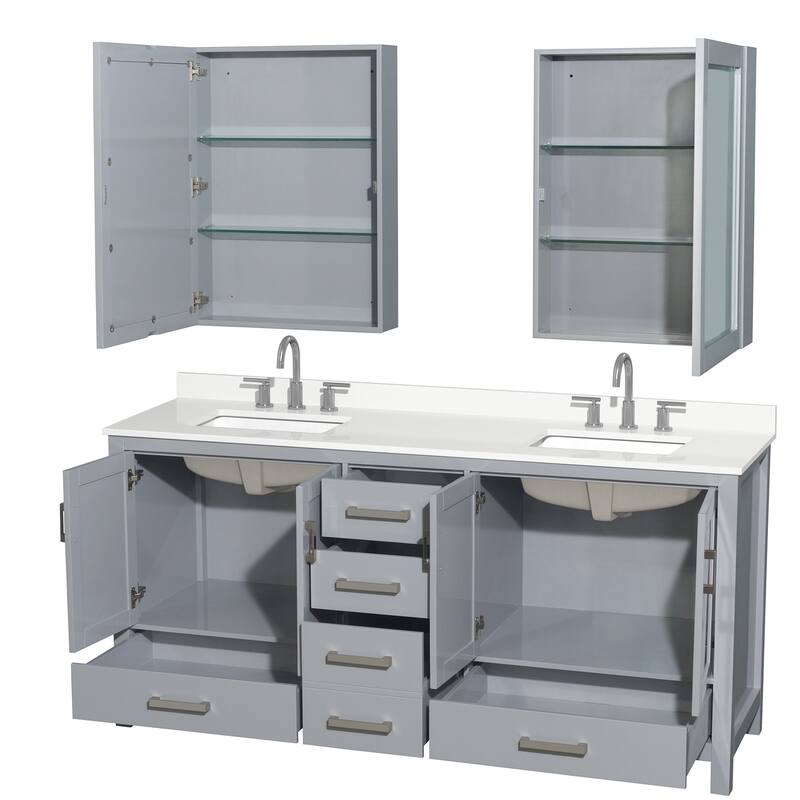 Wyndham Collection WCS141472D-QTZ-US3MED Sheffield 72" Free Standing