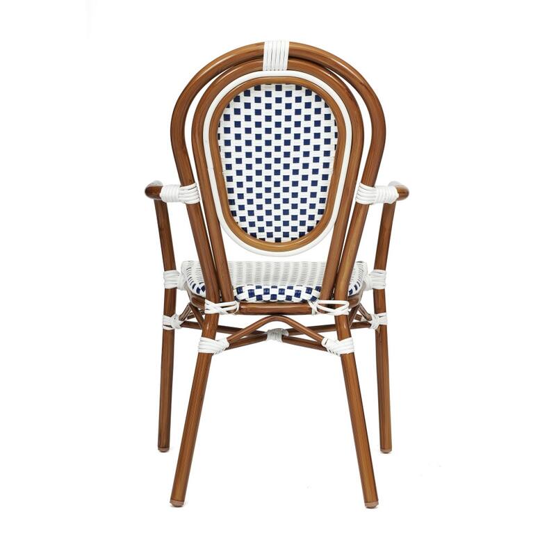 2 Pack All-Weather Commercial Paris Chairs with Arms and metal Frames