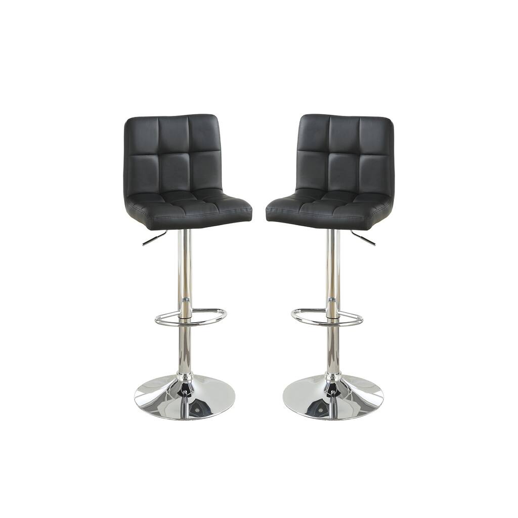 Set of 2 Adjustable Faux Leather Bar Stools