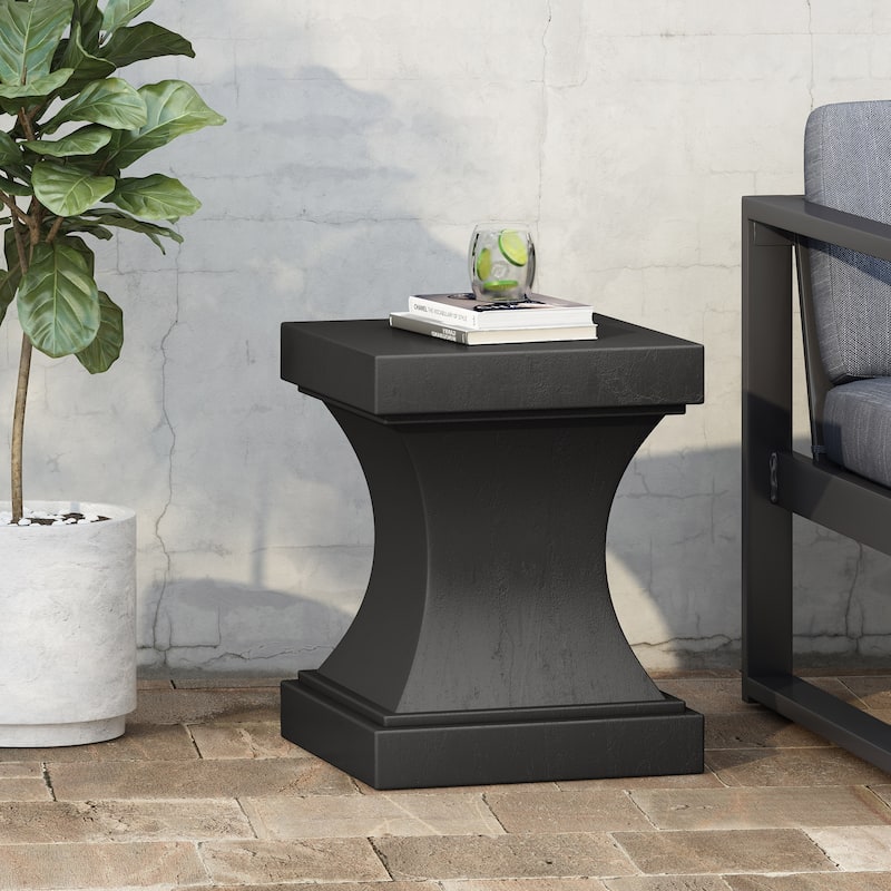 Athena Modern Lightweight Concrete Side Table - Black