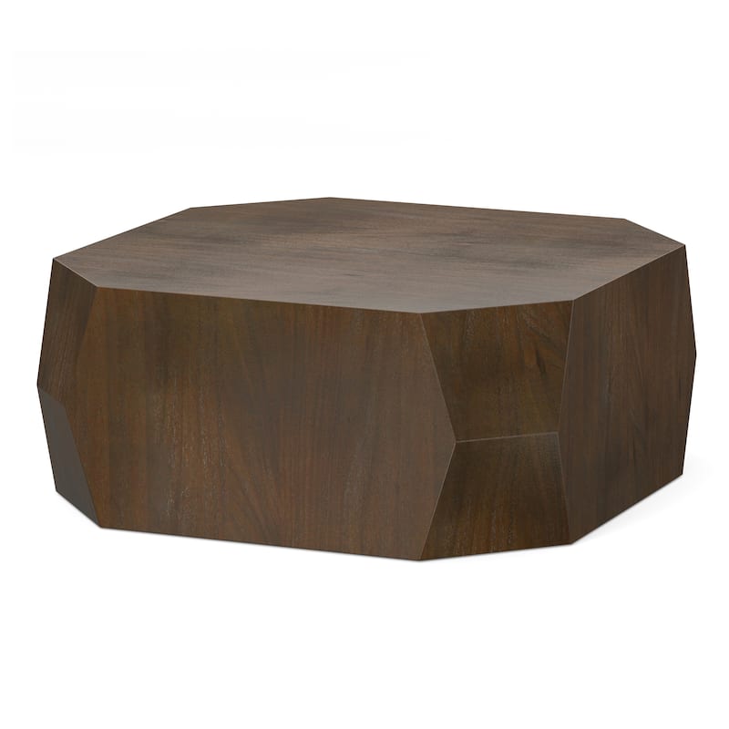 Wyndenhall Stamford 39" Wide Acacia Wood Contemporary Coffee Table in Walnut & Assembled