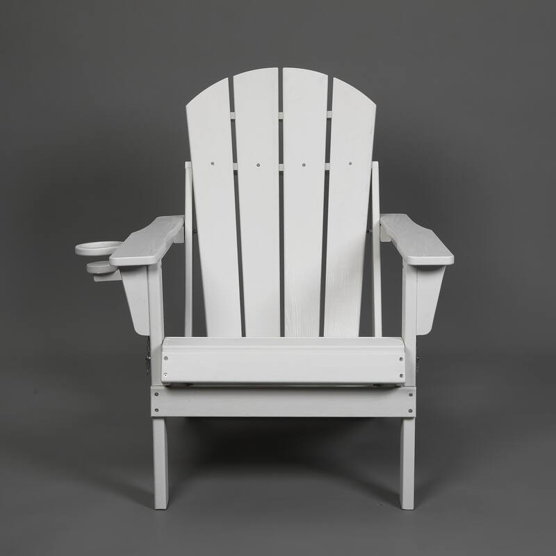 HDPE Folding Adirondack Chair with Dual Cup Holder - Composite Adirondack Chair with Wood Texture