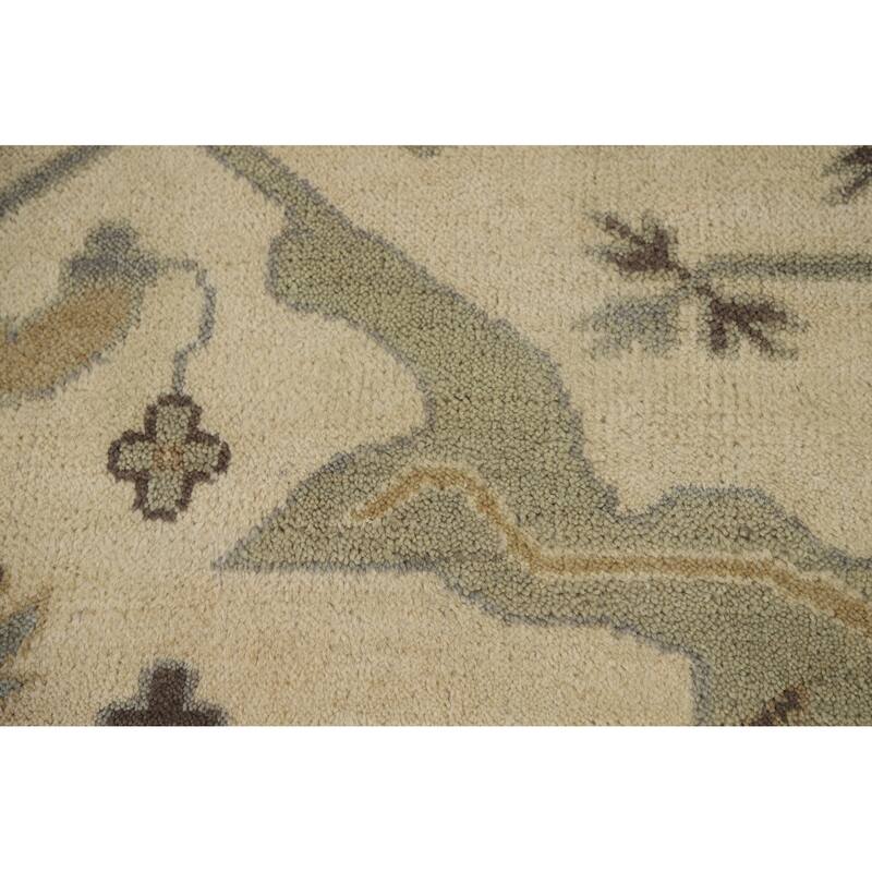 Earth Tone Oushak Indian Area Rug Handmade Transitional Wool Carpet - 9'0" x 11'9"