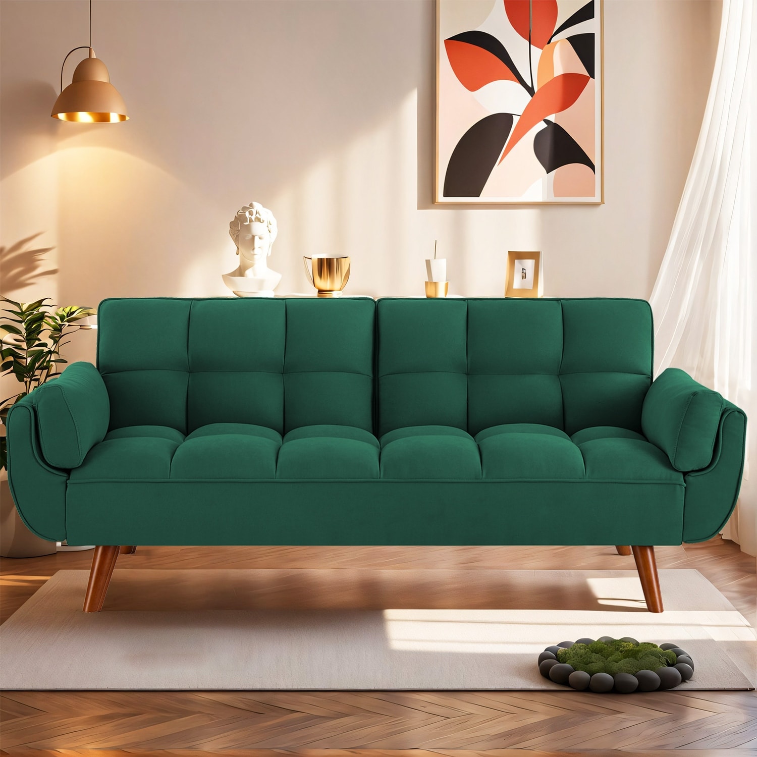 75.39 INCH Futon Sofa Bed Convertible Folding Futon Couch Recliner Lounge For Living Room With 2 Pillow Armrest Bed Bath Beyond 37874269