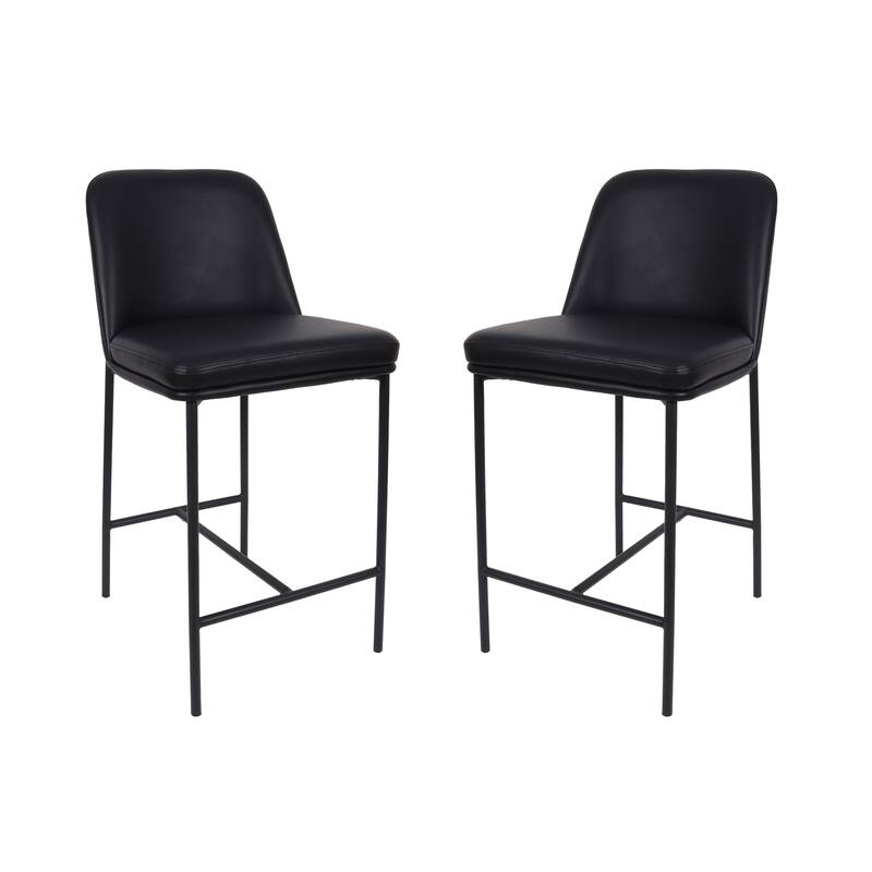 Manhattan Comfort Loft Vegan Leather Metal Counter Stool - Set of 2