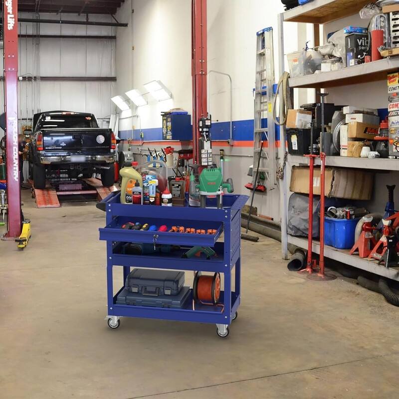 3 Tray Rolling Tool Cart, 400 LBS Capacity Mechanic Tool Carts on Wheels - 13.9 x 32.9 x 30 inches