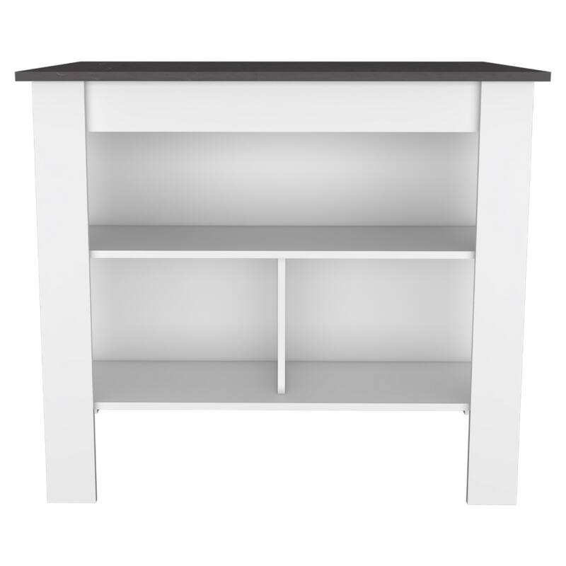 Marston 2-Piece Kitchen Set, Kitchen Island and Pantry Cabinet, White and Onyx
