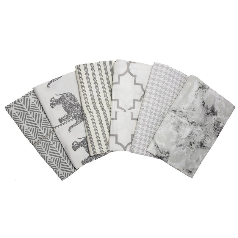 Melange Pick Gray Printed Cotton Collection 400 Thread Count Sheet Set