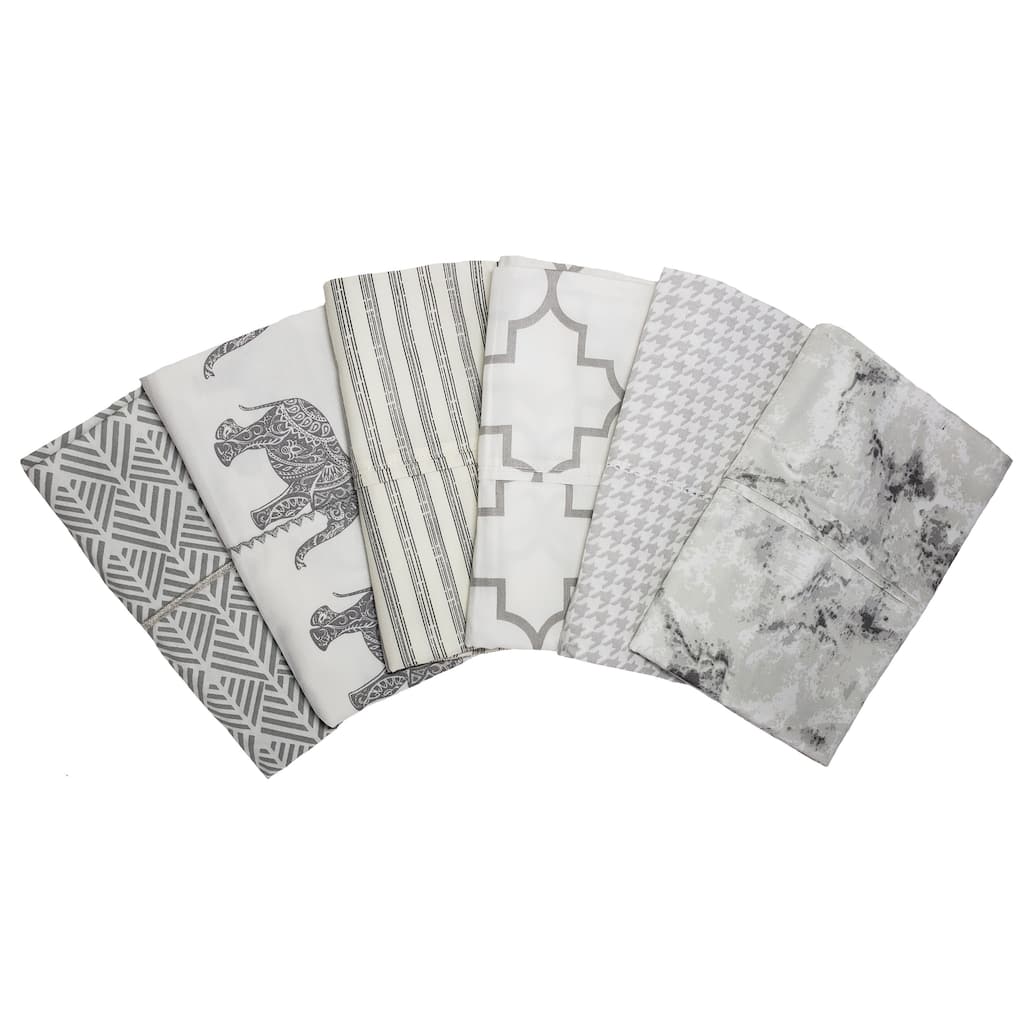 Melange Pick Gray Printed Cotton Collection 400 Thread Count Sheet Set