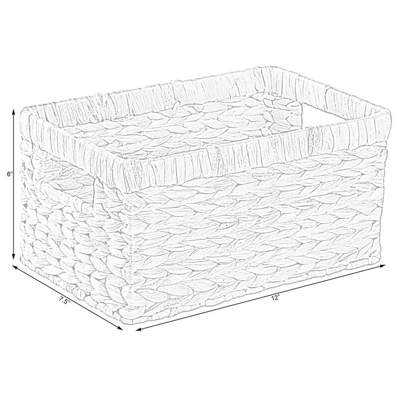 Natural Water Hyacinth Rectangular Storage Bin Basket