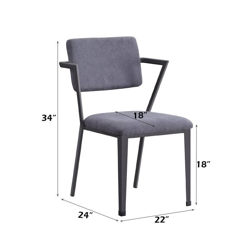Cargo Gray Fabric & Gunmetal Finish Dining Chair ( Set of 2)