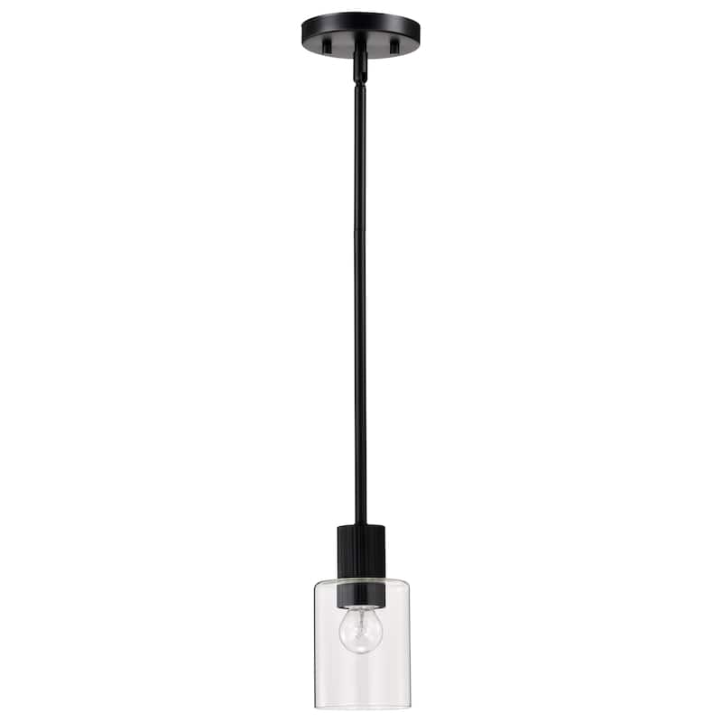 Clarksville 5 Inch Mini Pendant Matte Black with Clear Glass - Matte Black