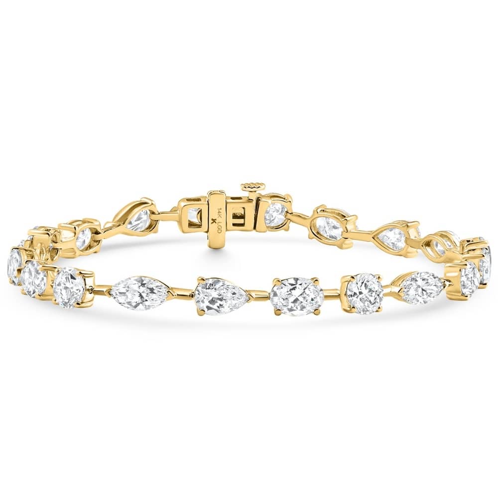 Bliss Diamond 10Ct Mixed Cut Diamond Tennis Bracelet 7" Yellow Gold Lab Grown