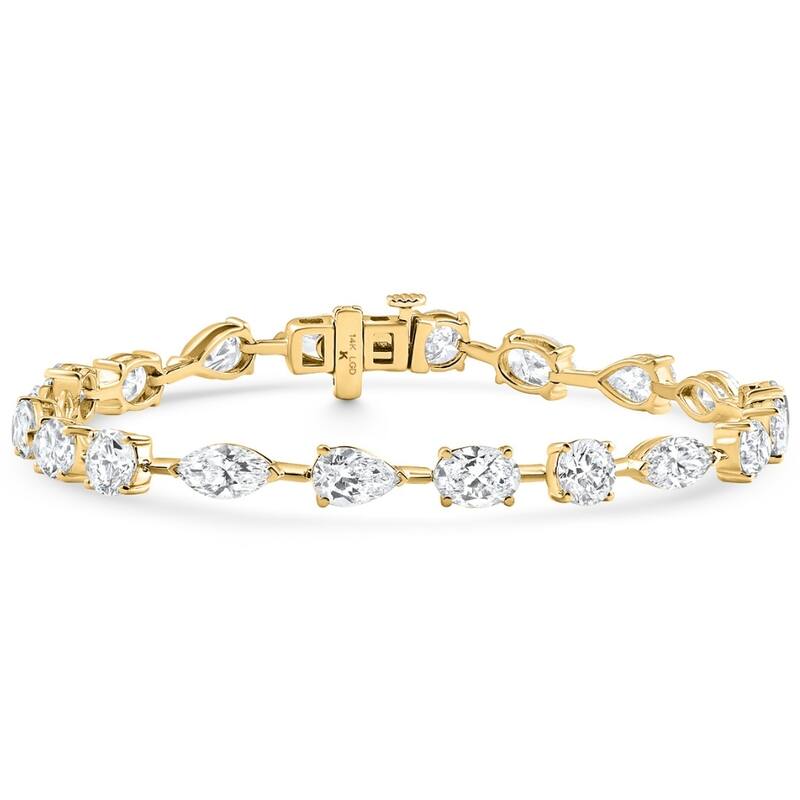 Bliss Diamond 10Ct Mixed Cut Diamond Tennis Bracelet 7" Yellow Gold Lab Grown