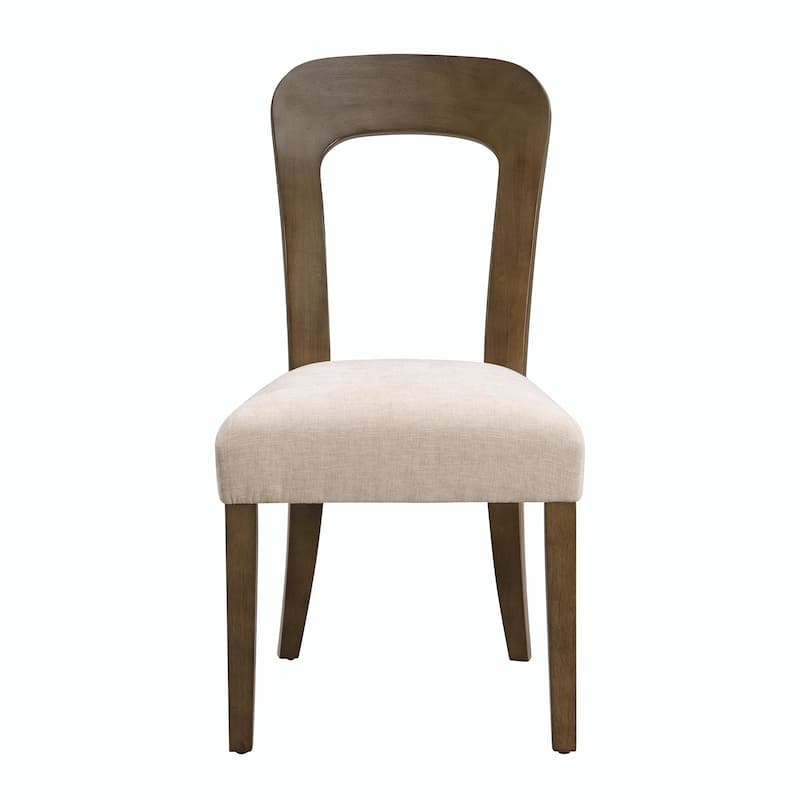 Set of 2 Fabric Upholstered Dining Chairs with Solid Rubber Wood Legs