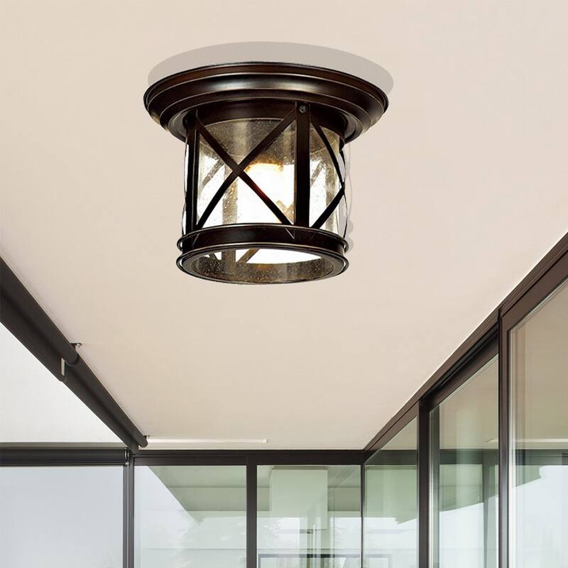 AA Warehousing 1 Light Outdoor Ceiling Mounted light in Sandy Black Finish