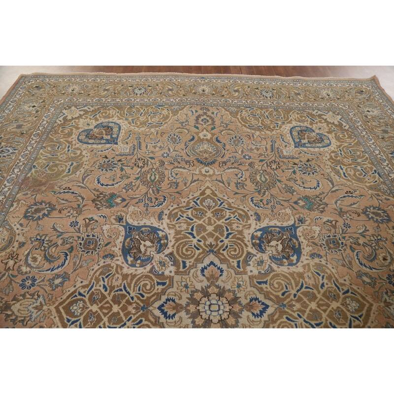 Hand Knotted Oriental 100% Wool Carpet Traditional Floral Oranges & Rust Mashad Area Rug - 13' 0'' X 9' 7''