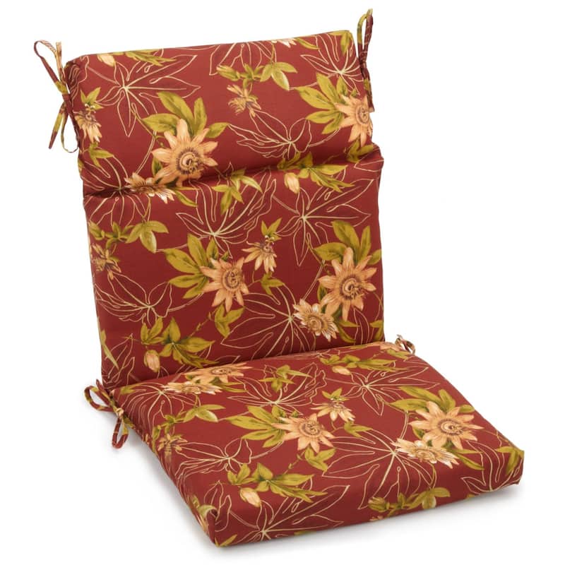 20-inch by 42-inch Three-section Outdoor Seat/Back Chair Cushion - Passion Ruby
