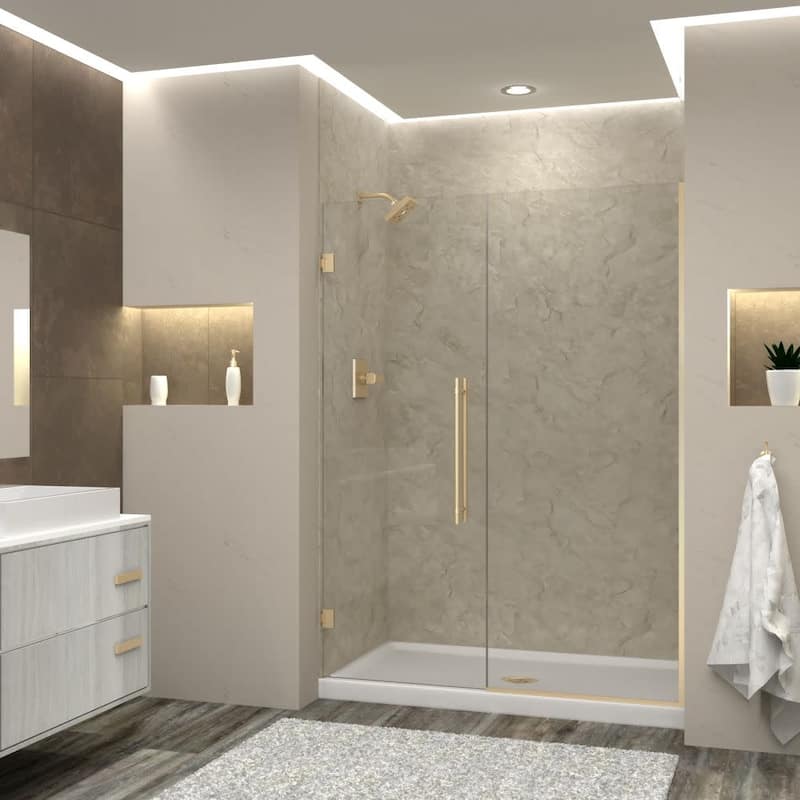 Transolid EHTB55257610C-BK Elizabeth 76" High x 55" Wide Hinged Semi - Champagne Bronze