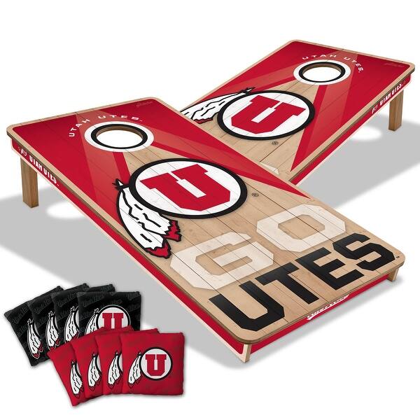 slide 2 of 7, Utah Utes NCAA 2x4 Professional Cornhole Board Set Include Carrying Case