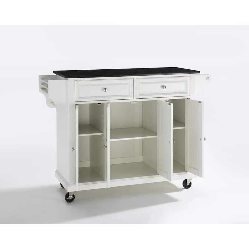 Full Size Kitchen Cart with Stainless Steel Top - Mobile Kitchen Island with Tiered Shelf & Storage