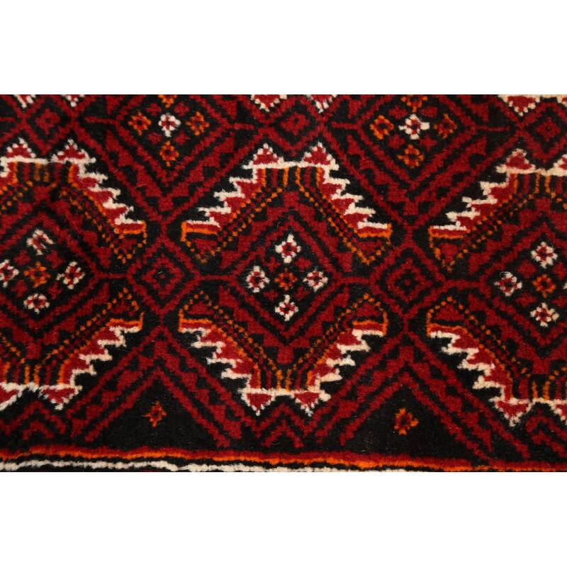 Geometric Traditional Persian Balouch Area Rug Handmade Wool Carpet - 3'2" x 6'1"