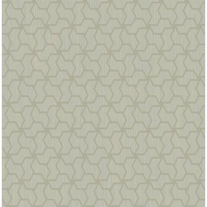 Seabrook Designs Zaira Geometric Lattice Unpasted Wallpaper - 20.5 in W x 33 ft. L - Metallic Greige