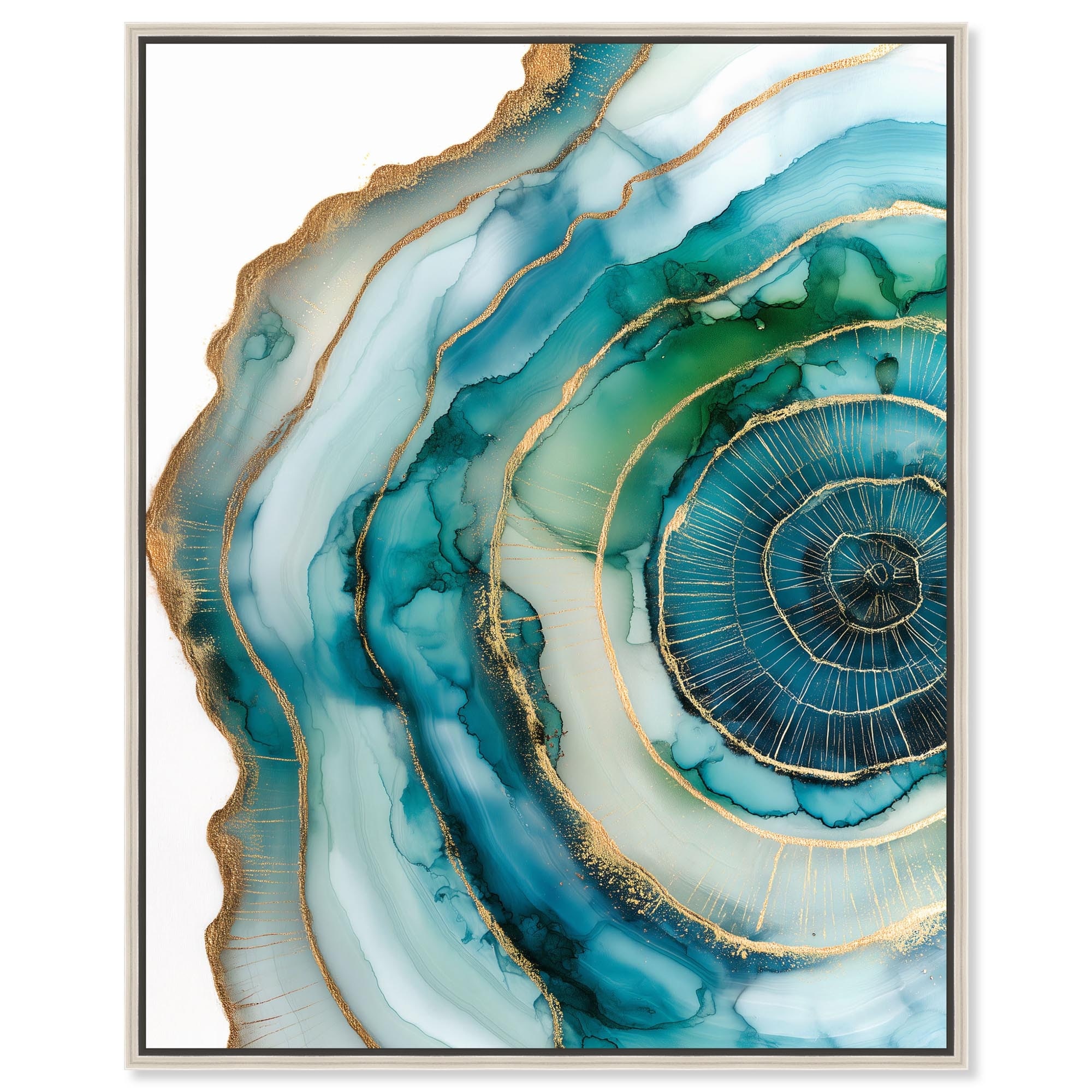 Great Blue Green I Green Decor Framed Canvas Print by Art Remedy