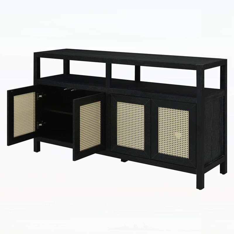Bohemian-Inspired Rattan Storage Cabinet for Optimal Living and Dining Room Organization
