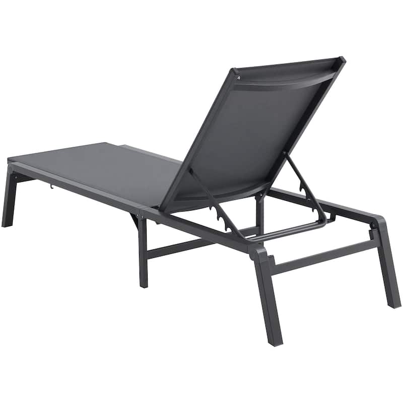 Chaise Lounge Chairs Outdoor, Aluminum Patio Lounge Chairs with Adjustable 5-Position, Folding Pool Lounge Chairs Recliner - Grey, 2 pcs
