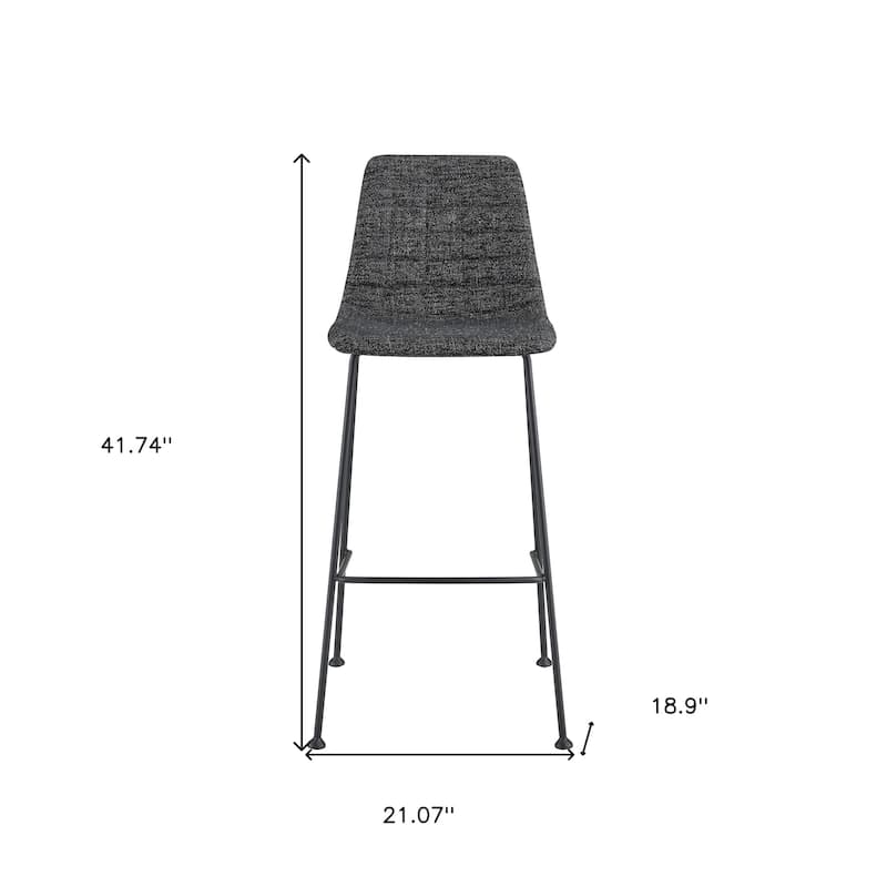 HomeRoots Set of Two 30" Black Fabric and Steel Low Back Bar Height Bar Chairs