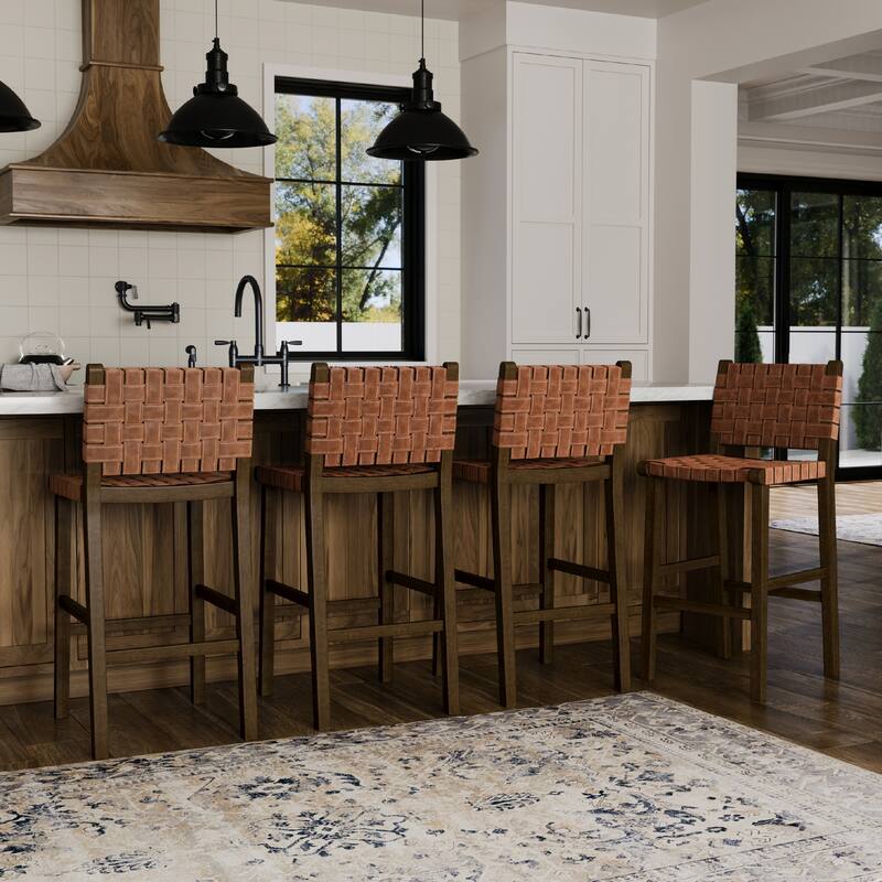 Maven Lane Noah Kitchen Dining Stool with Vegan Leather