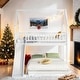 preview thumbnail 1 of 15, Twin over Full House Bunk Bed with Slide and Built-in Ladder, White