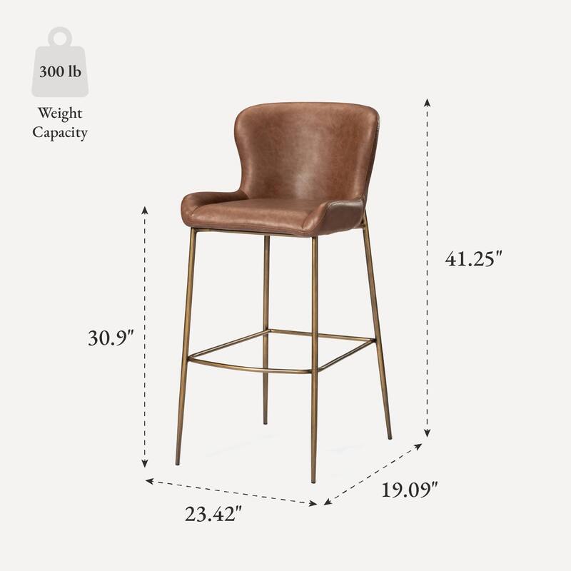 Maven Lane Naomi Metal and Vegan Leather Kitchen Dining Stool