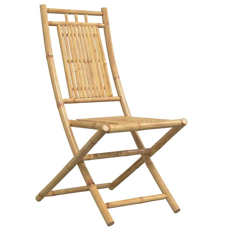 vidaXL Folding Patio Chairs Seating Garden Outdoor Balcony Furniture Bamboo - 26.0 x 18.1 x 39.0 in
