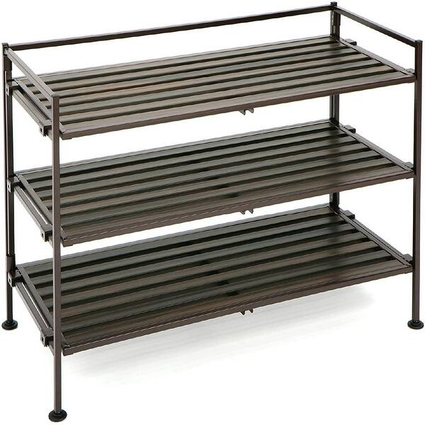 Shop 3 Tier Stackable 12 Pair Shoe Rack Wood Resin Metal Freestanding Storage Shelf For Bedroom Closet Entryway Dorm Room Overstock 32474851