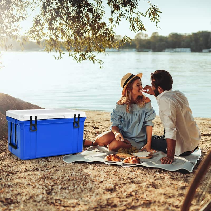 58 Quart Ice Chest Cooler for Camping Fishing Tailgating and Backyard Parties with Drain Plug - 27.5" x15.5" x16" (L x W x H)