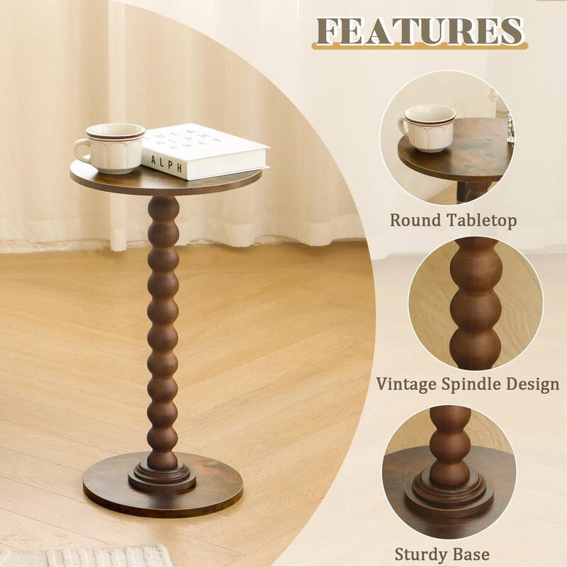 Round Side Table - 11.8"D x 11.8"W x 21.6"H
