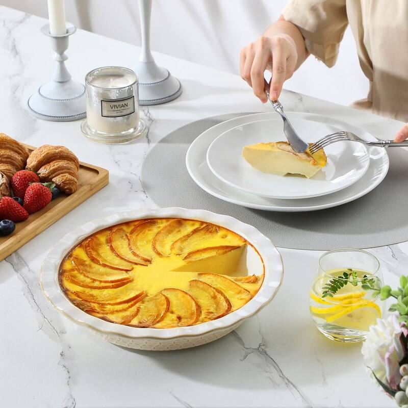 MALACASA LYDIA Stoneware Baking Pan Designed for Deep-Dish Pies