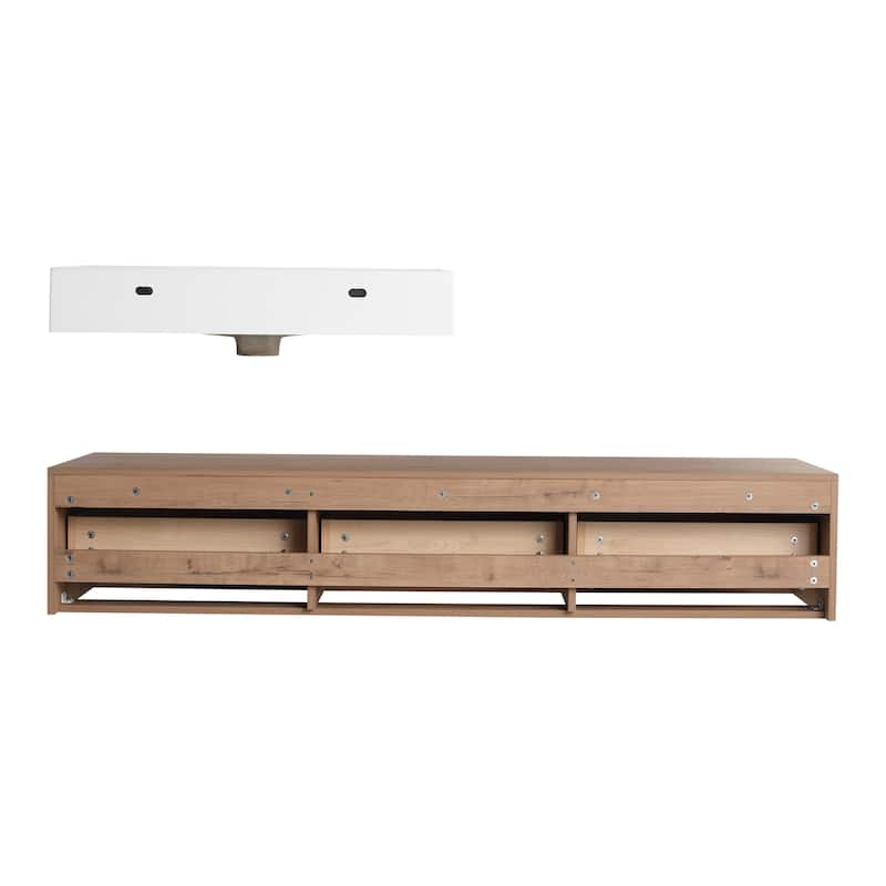 Bathroom Vanity With Sink In 30/60 Inch, Floating Bathroom Vanity With Soft Close Drawer