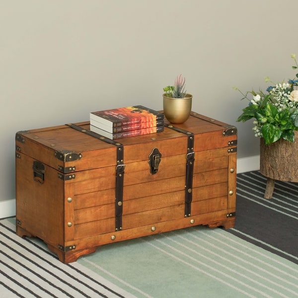 Rustic Large Wooden Storage Trunk with Lockable Latch - On Sale - Bed Bath  & Beyond - 32576721