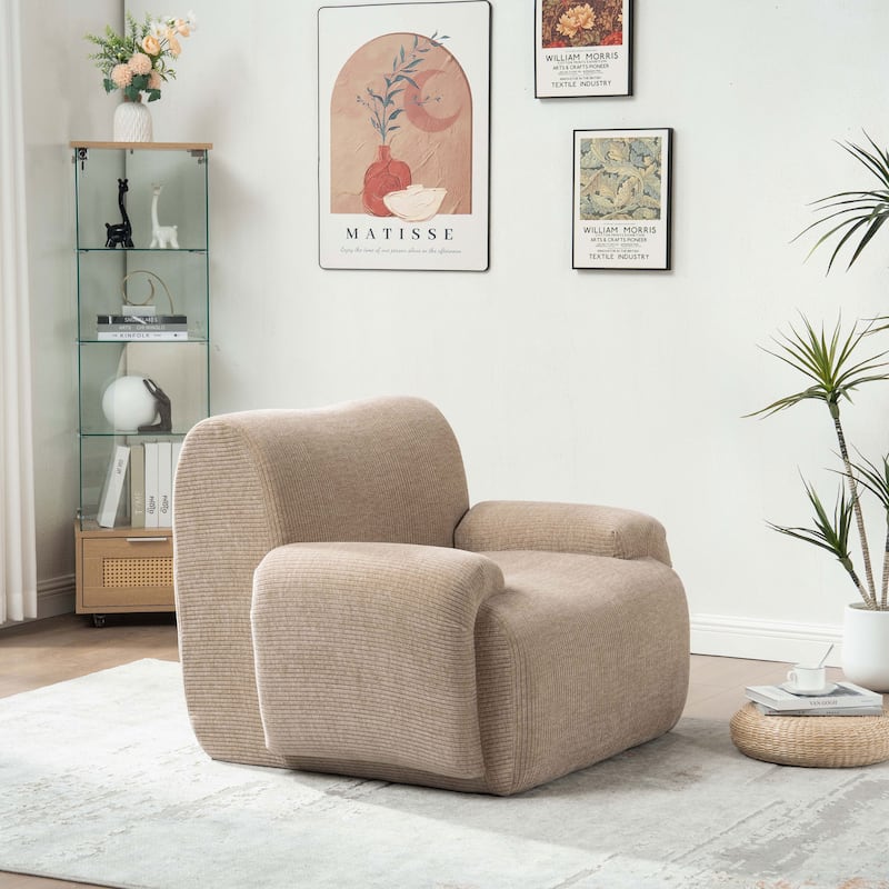 42''W Modern Chenille Upholstered Accent Chair with Deep Seats-No Assembly