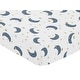 preview thumbnail 3 of 4, Moon and Star Collection Boy or Girl Fitted Crib Sheet - Navy Blue and Gold Watercolor Celestial Sky