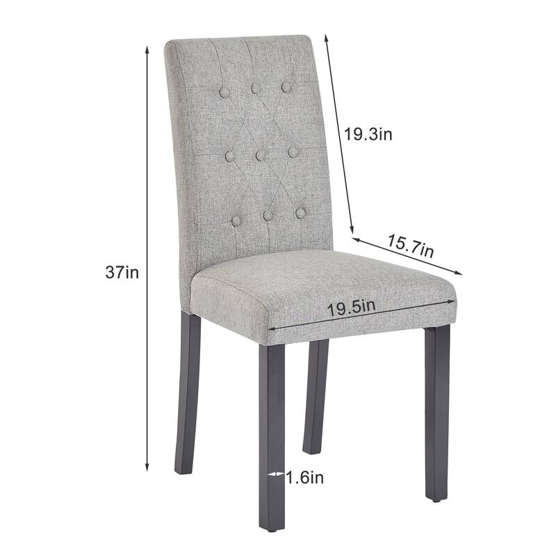 Tufted Dining Room Chairs Set of 2, Parsons Diner Chairs Upholstered Side Kitchen Chairs with Solid Wood Legs and Padded Seat
