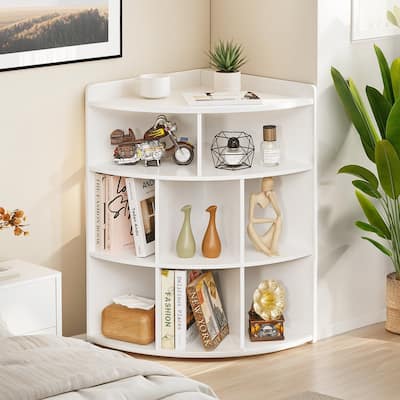 Javlergo 4-Tier Corner Bookcase, 8 Cube Triangle Bookcase Bookshelf Storage Cabinet for Home Office Bedroom Living Room