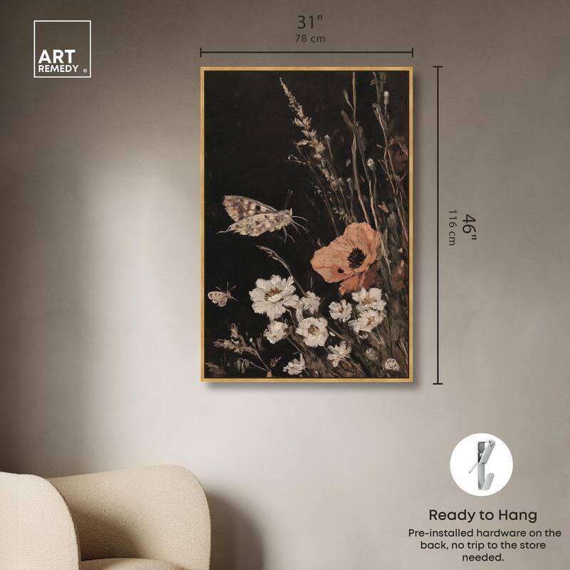 Poppy and Moth II Canvas by Art Remedy