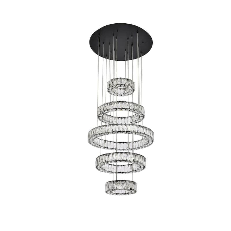 Indigo Home 25 inch LED five ring chandelier in black