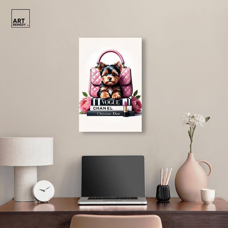 Fashionable Yorkie Canvas by Art Remedy, Gallery Wrapped