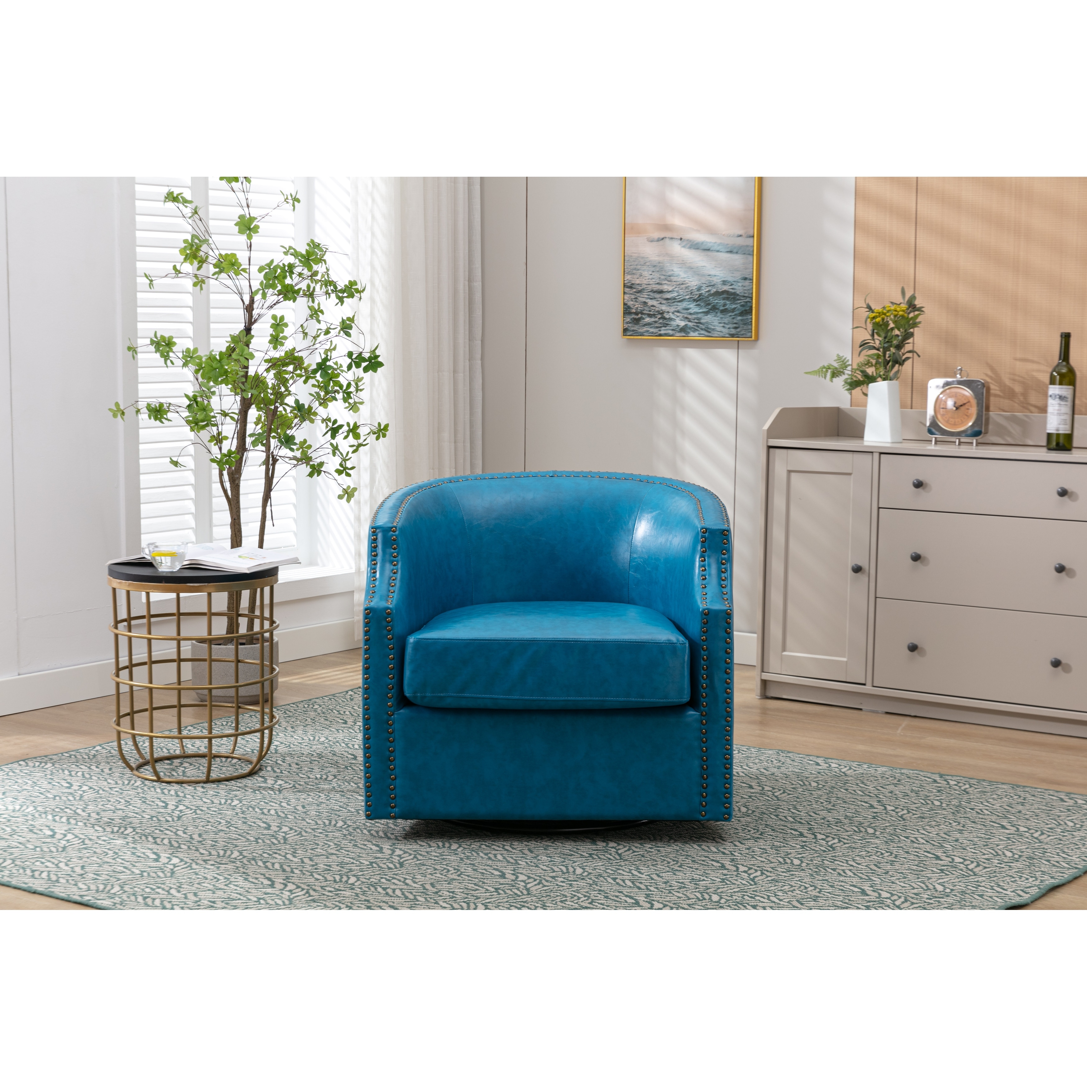 Turquoise barrel on sale chair