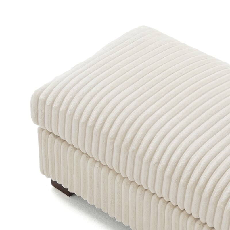 40" Oversized Plush Flannel Upholstered Ottoman Footstool Set of 2